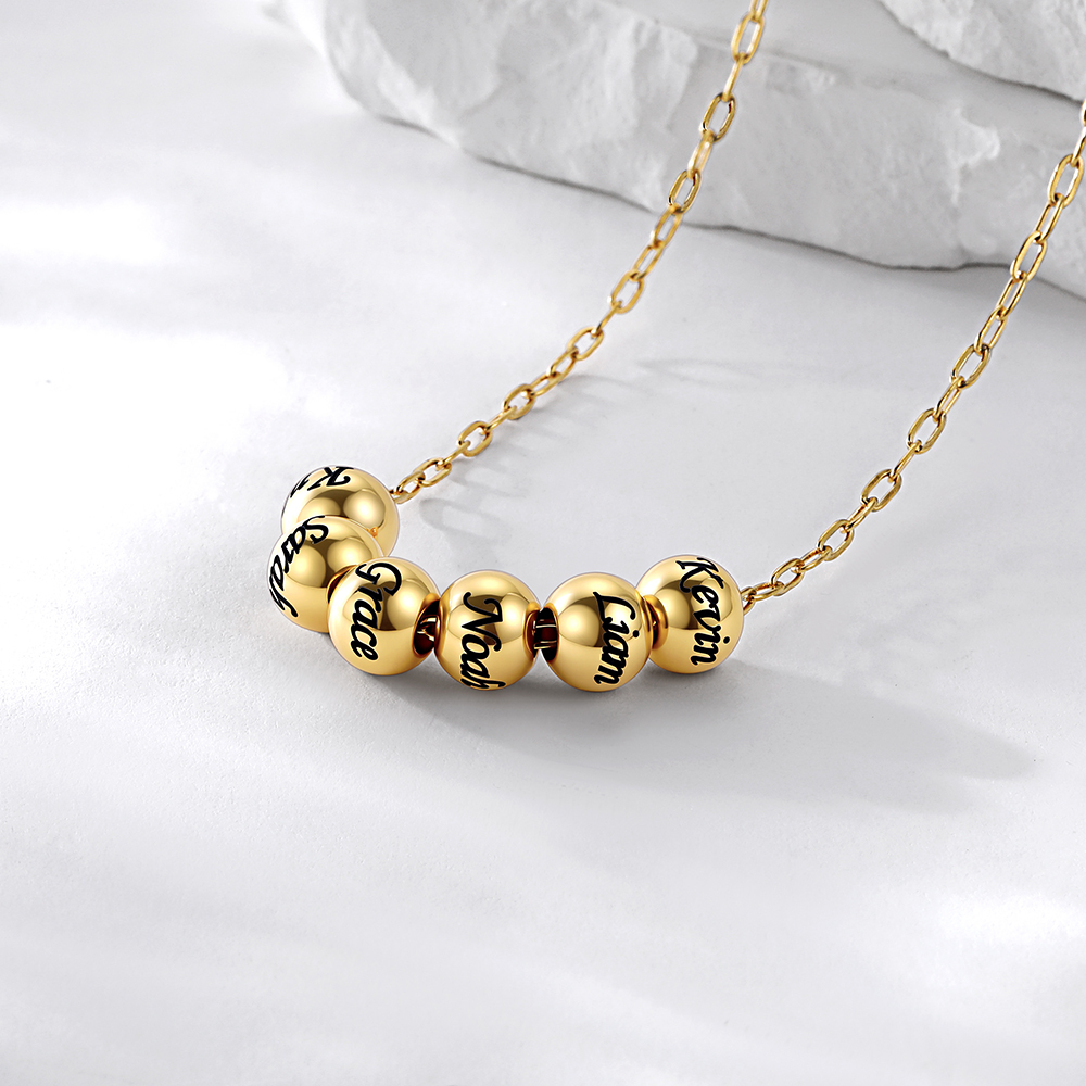 Personalized 1-8 Name Bead Ball Necklace gift for women