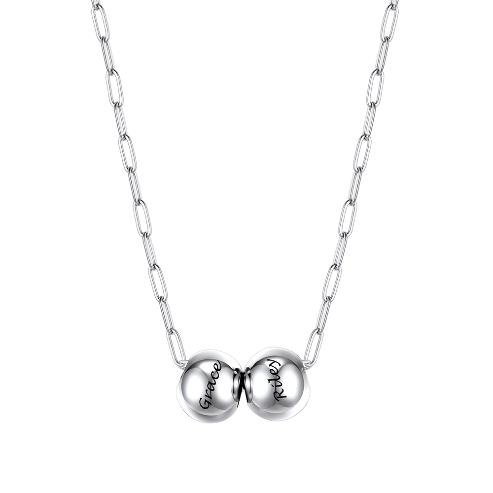 Personalized Name Bead Ball Necklace