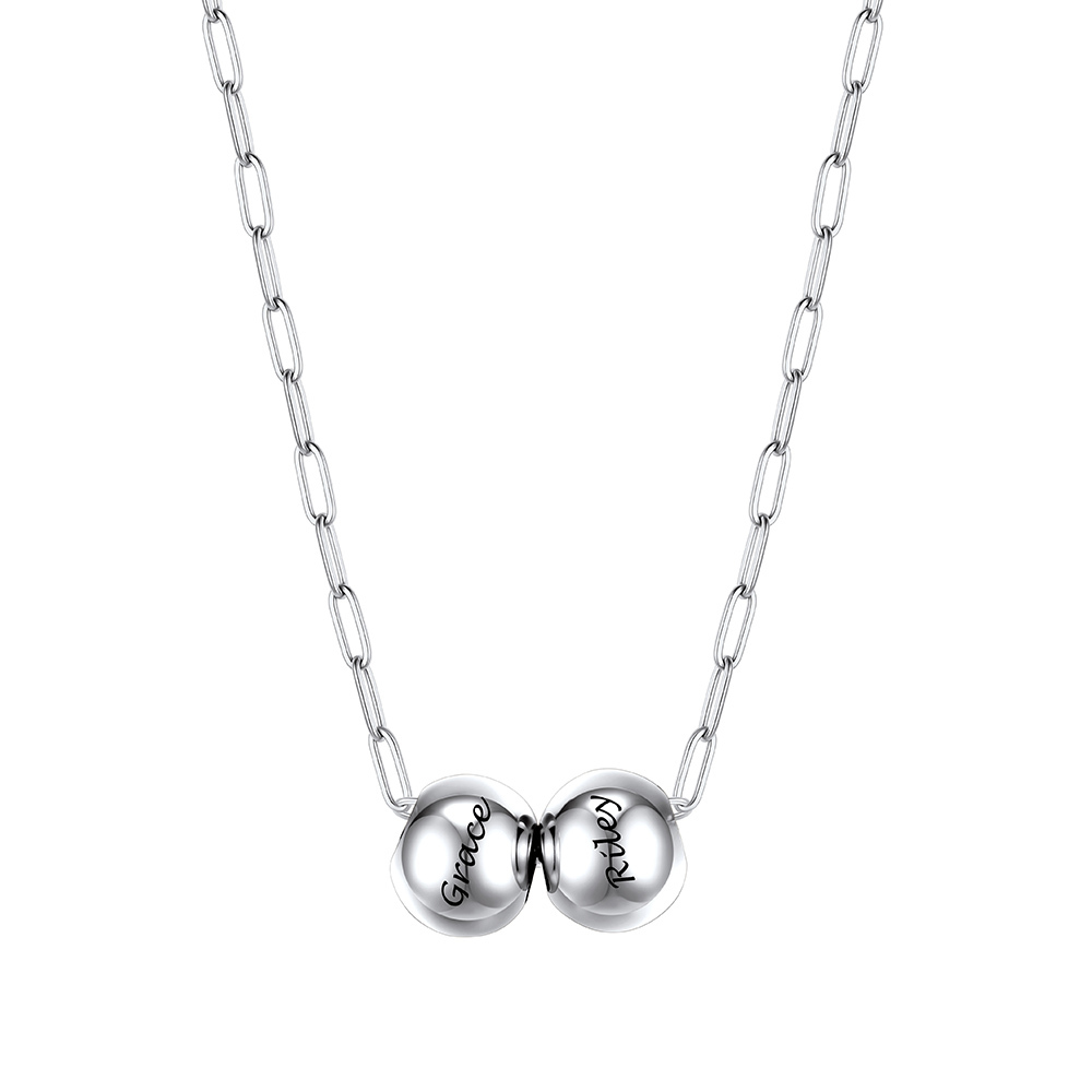 Personalized Name Bead Ball Necklace
