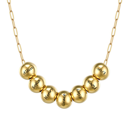 Personalized 7 Name Bead Ball Necklace