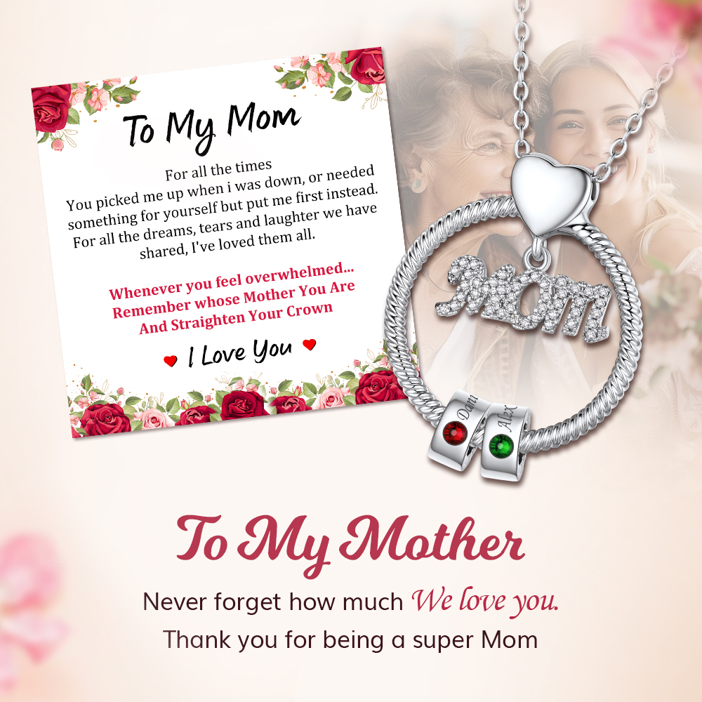 Personalized Name Birthstone Necklace for mother