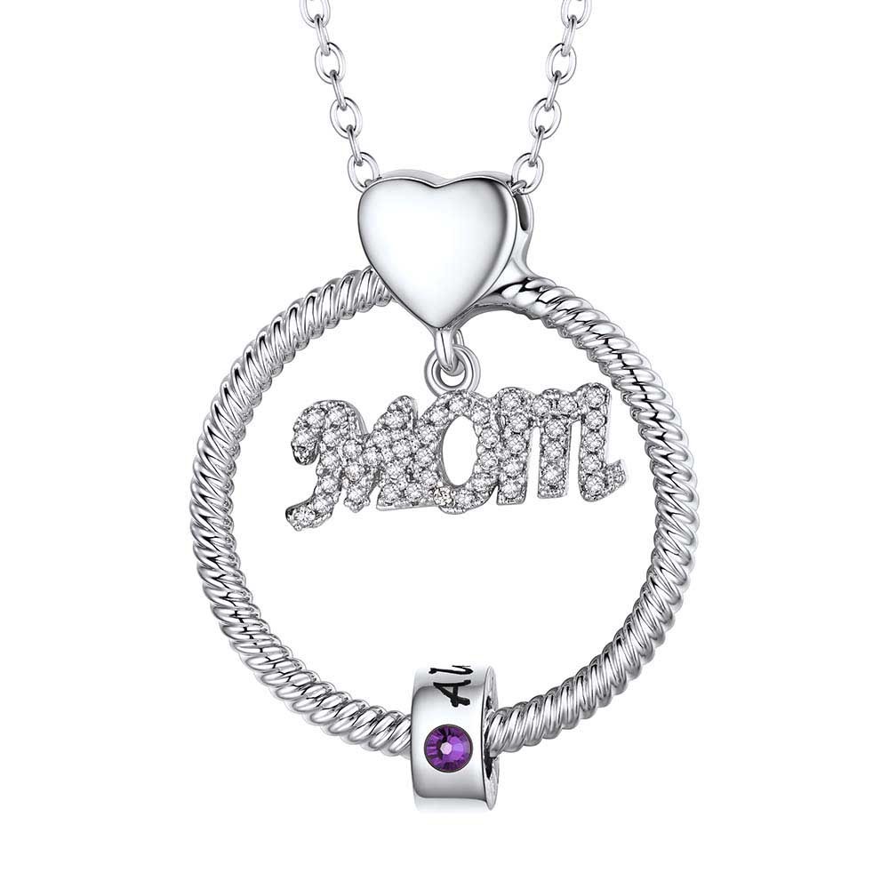 Personalized Name Birthstone Necklace for Mom 