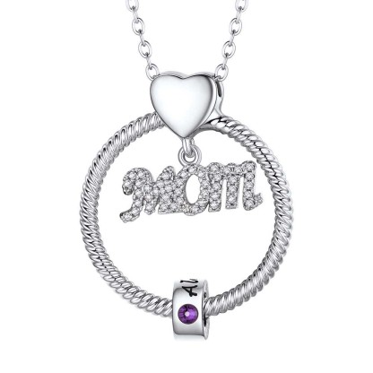 Personalized Name Birthstone Necklace for Mom 