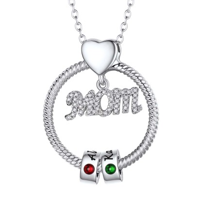 Personalized Name Birthstone Necklace for Mom