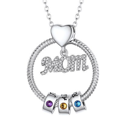 Personalized Name Birthstone Necklace for Mom