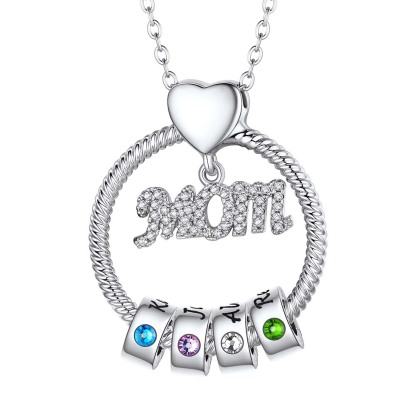 Personalized Name Birthstone Necklace for Mom