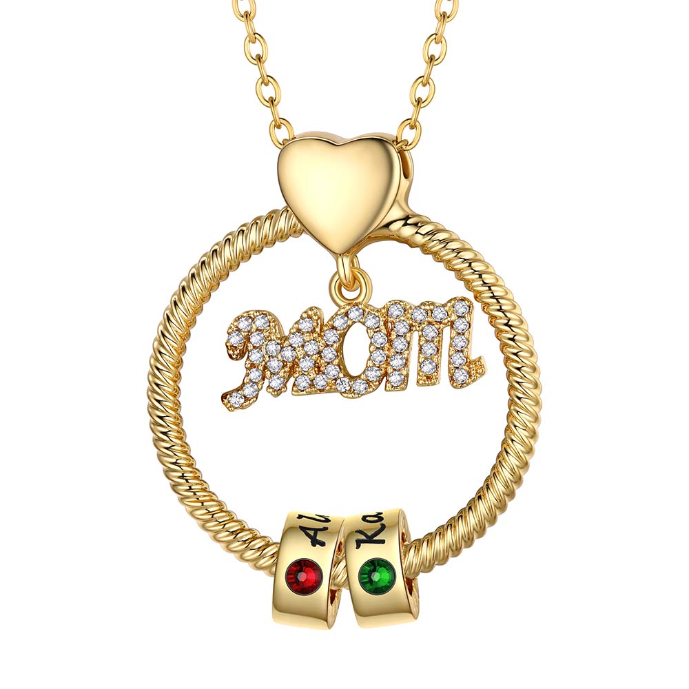 Personalized Name Birthstone Necklace for Mom