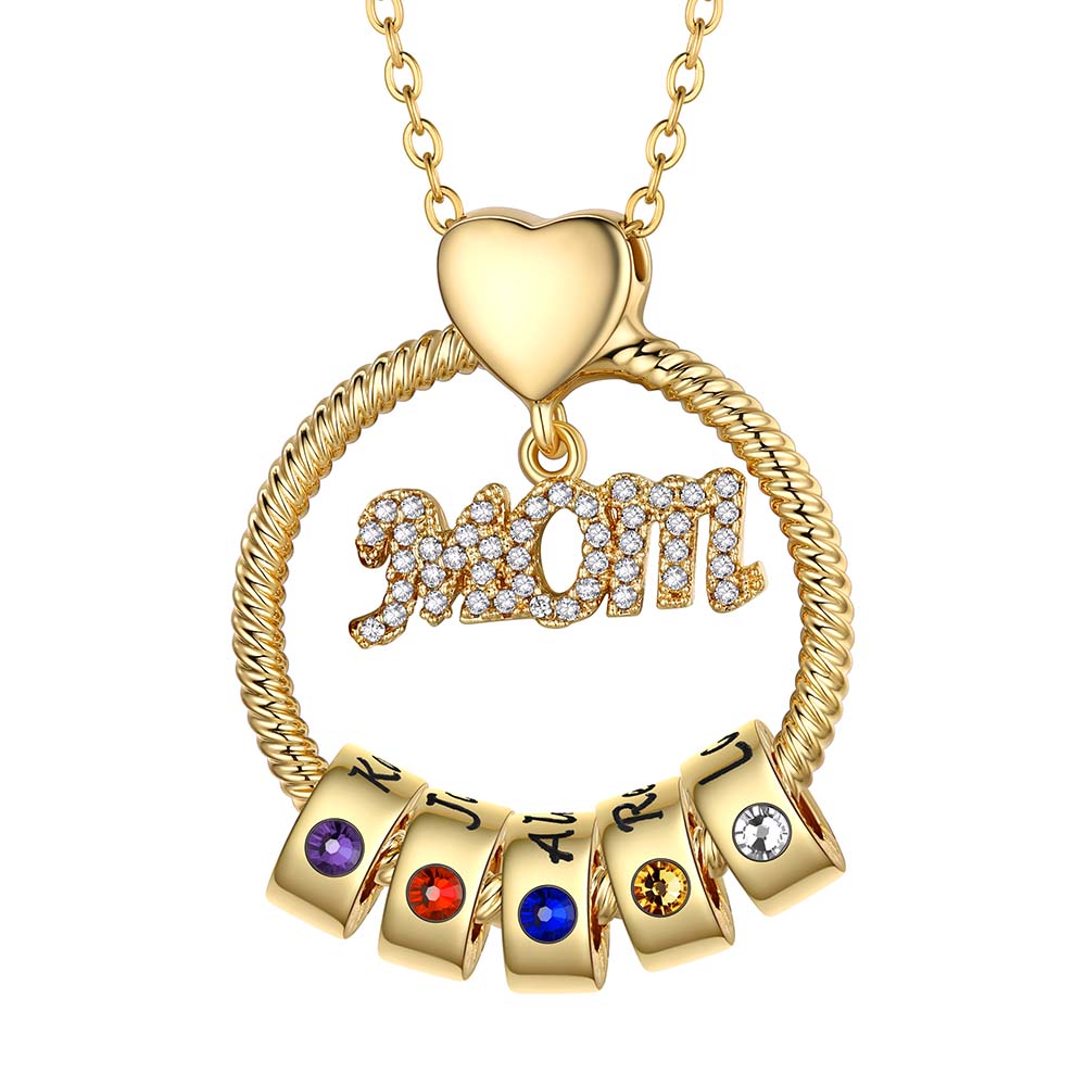 Personalized Name Birthstone Necklace for Mom