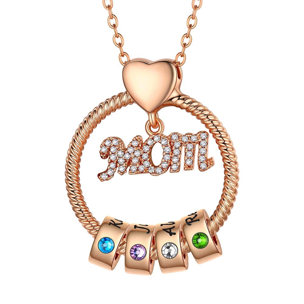 Personalized Name Birthstone Necklace for Mom
