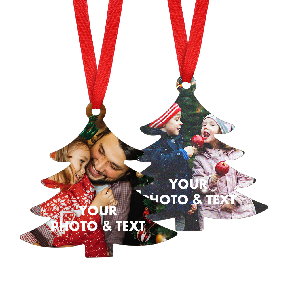 Personalized 2-Sided Photo Ornament Xmas Tree