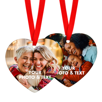 Personalized 2-Sided Photo Ornament heart