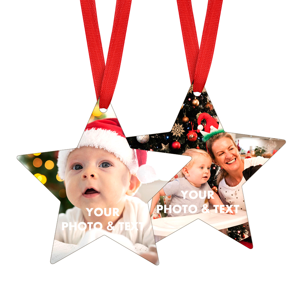 Personalized 2-Sided Photo Star Ornament