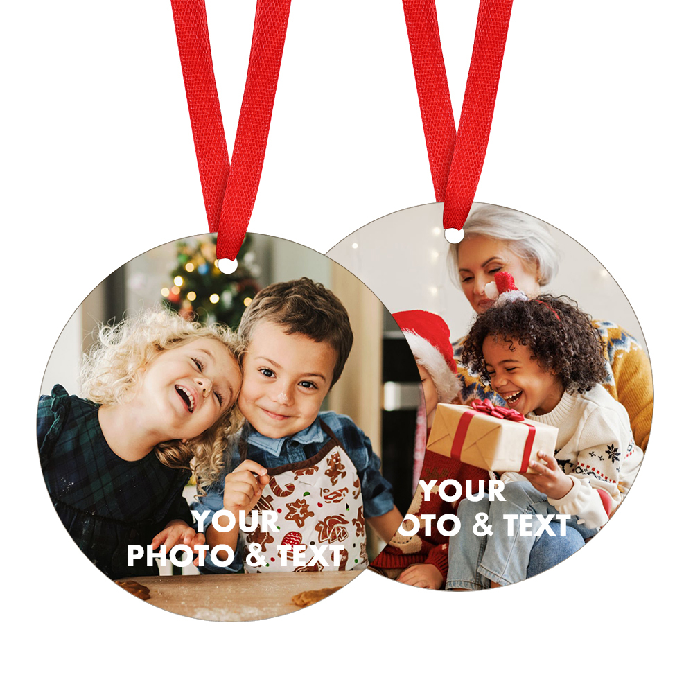 Personalized 2-Sided Photo Ornament red circle