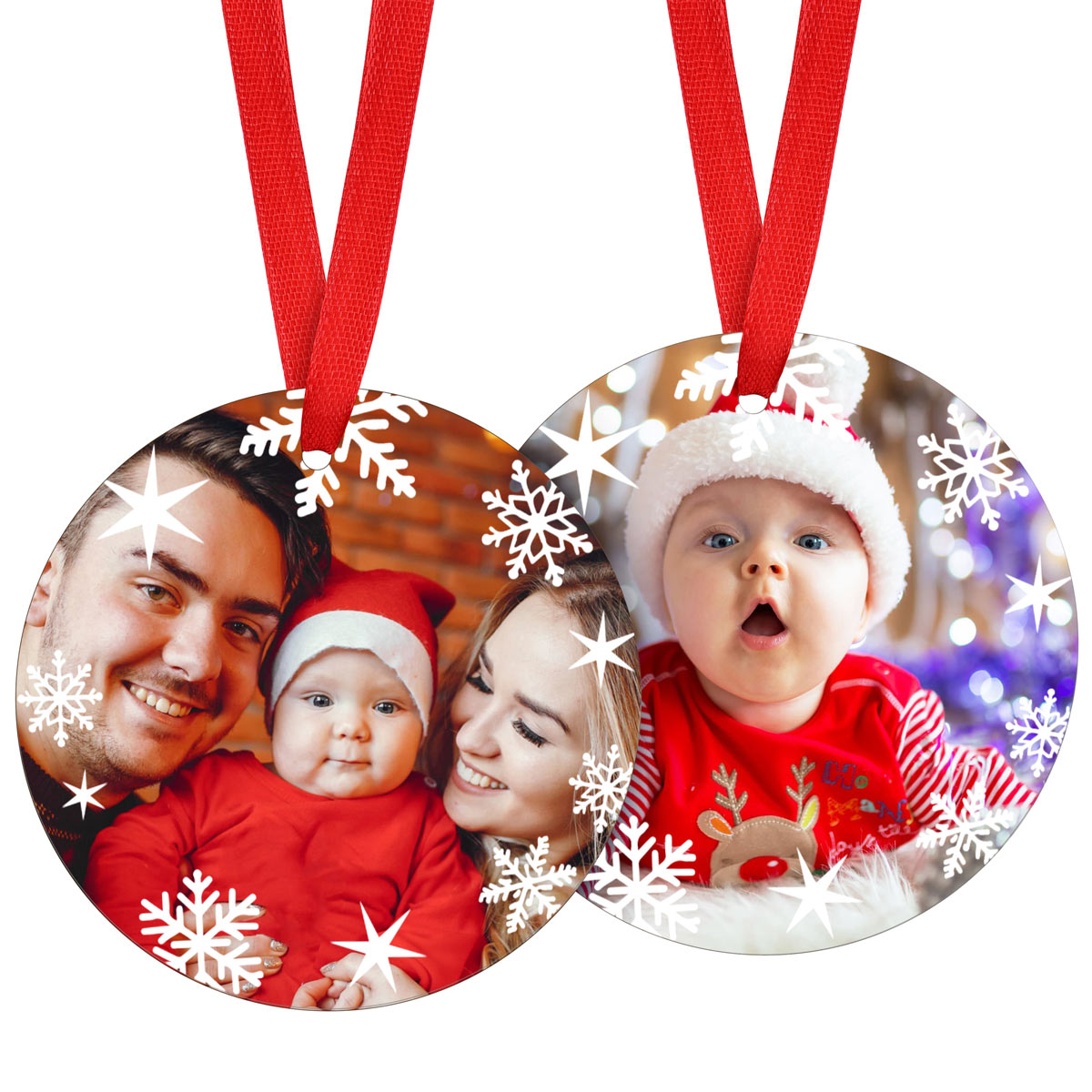 Personalized Snowflake Photo 77mm circle Ornament