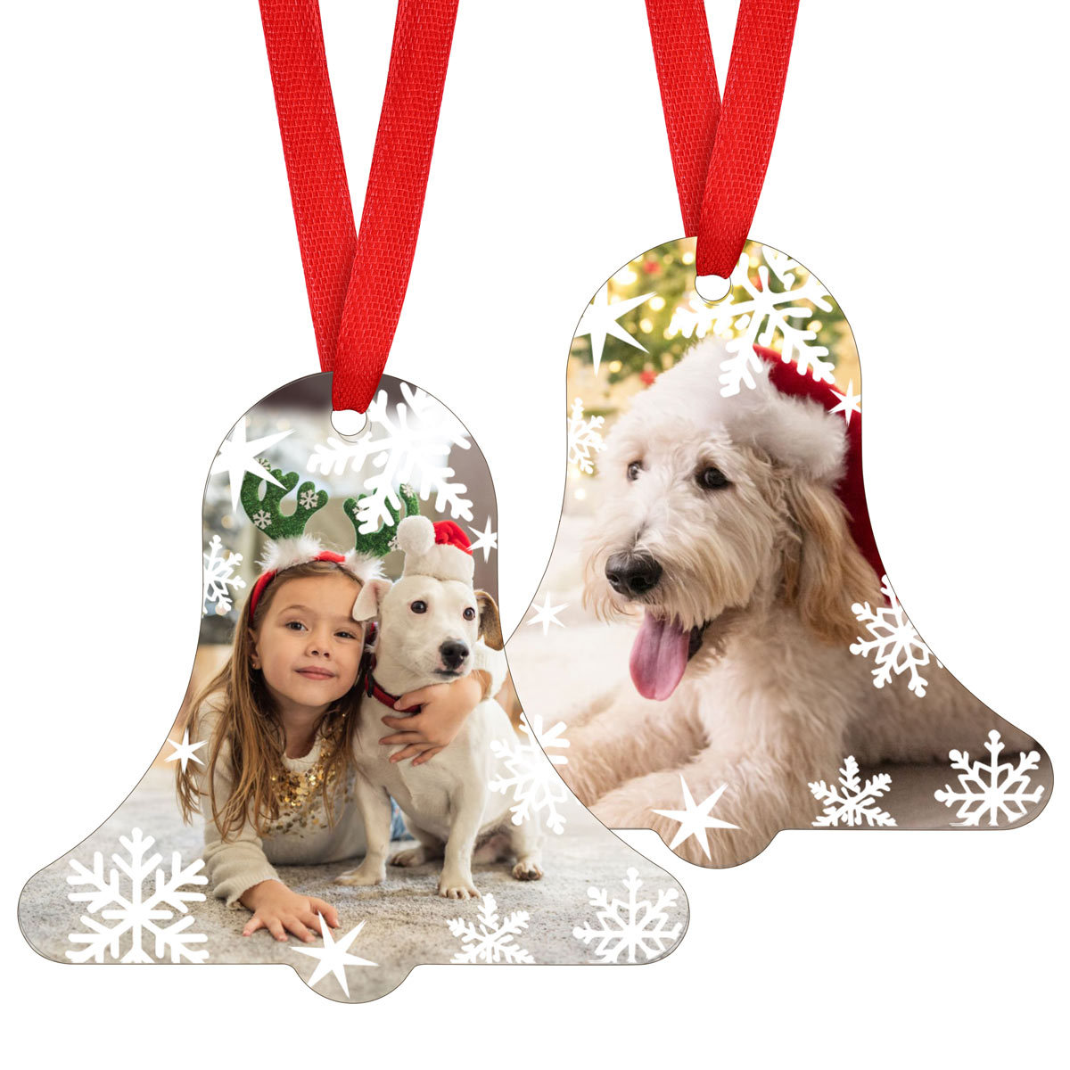 Personalized Snowflake Photo bell Ornament