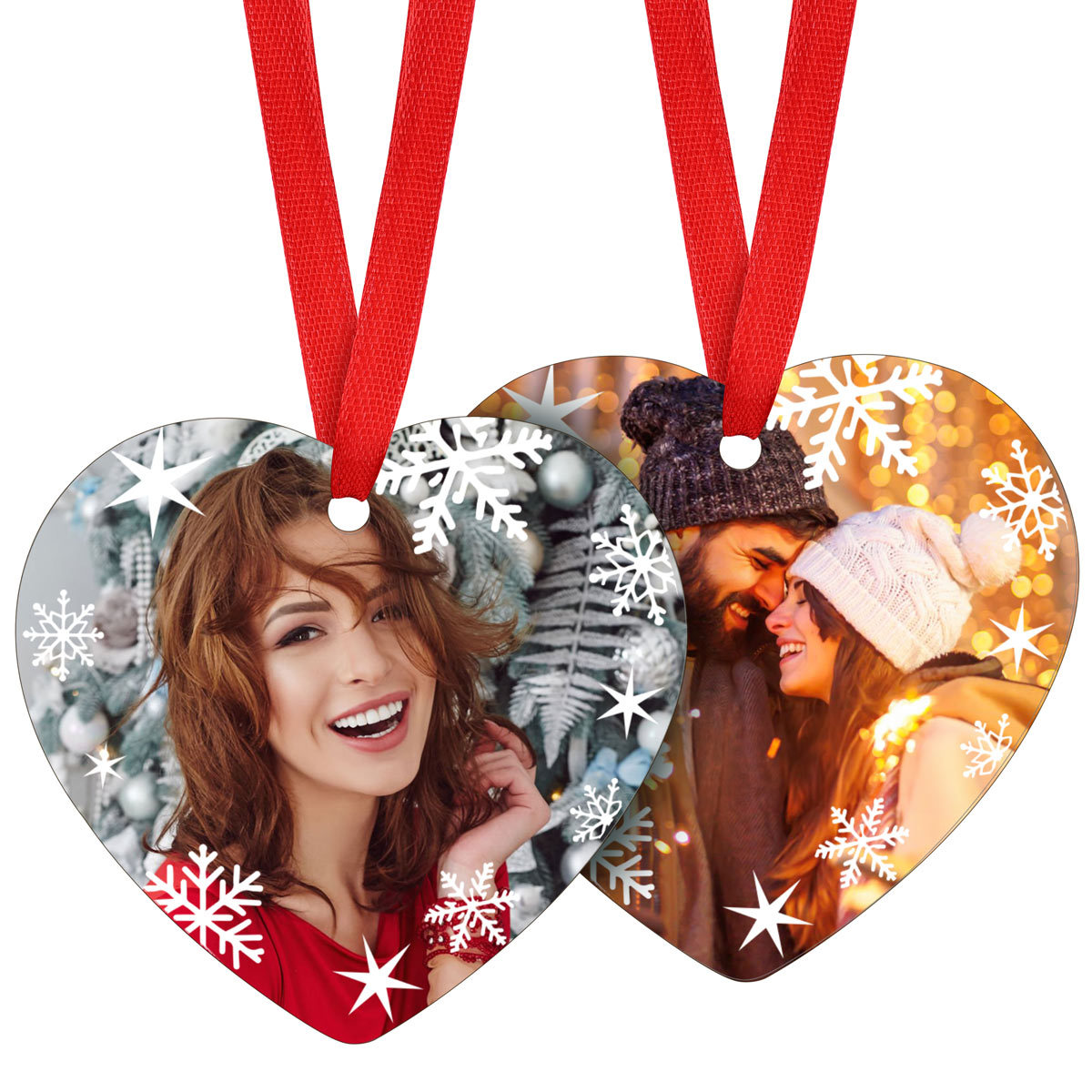 Personalized Snowflake Photo heart Ornament