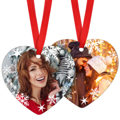 Personalized Snowflake Photo heart Ornament