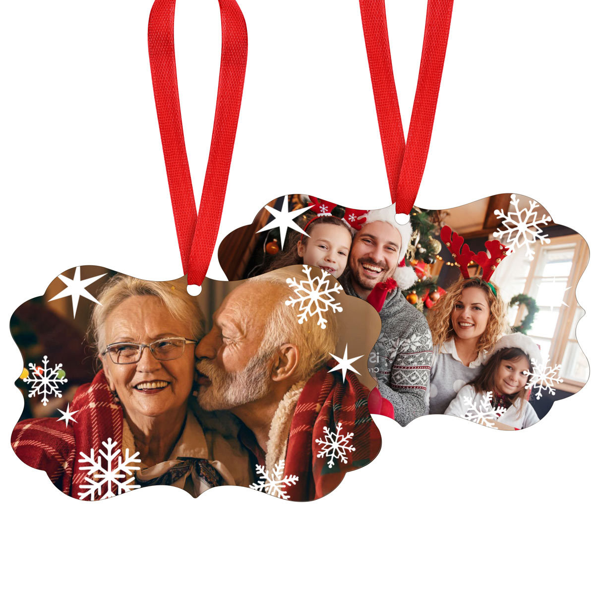 Personalized Snowflake Photo rectangle Ornament