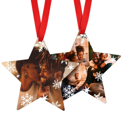 Personalized Snowflake Photo star Ornament