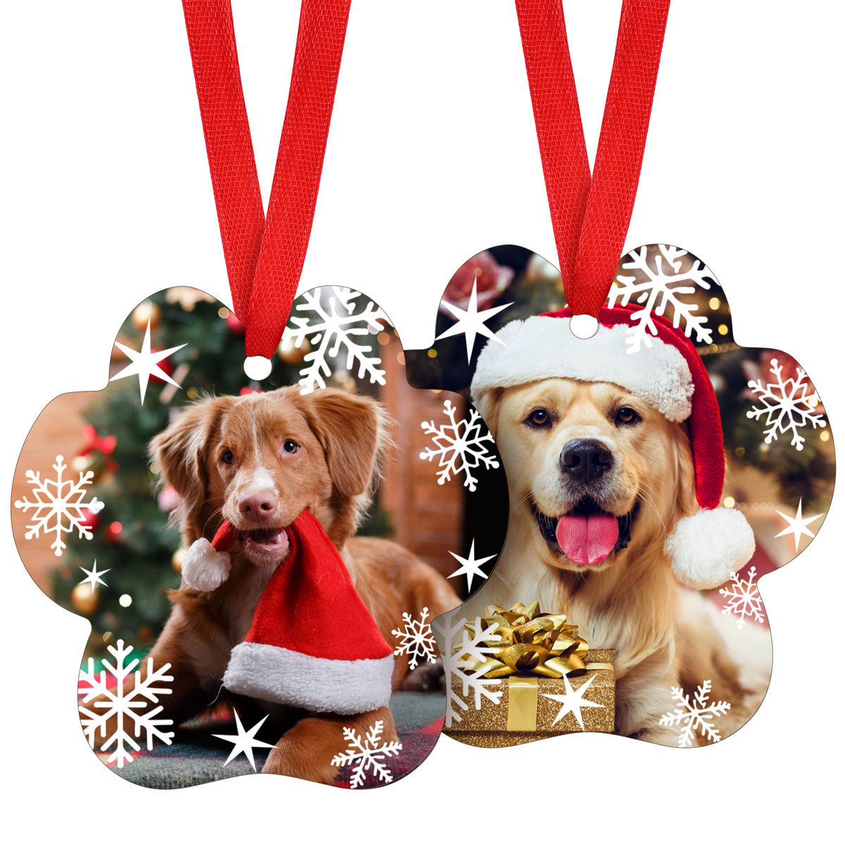 Personalized Snowflake Photo paw Ornament