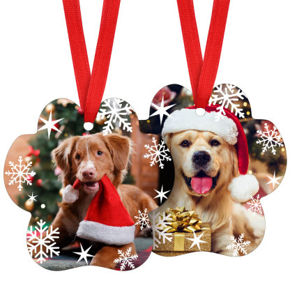 Personalized Snowflake Photo paw Ornament