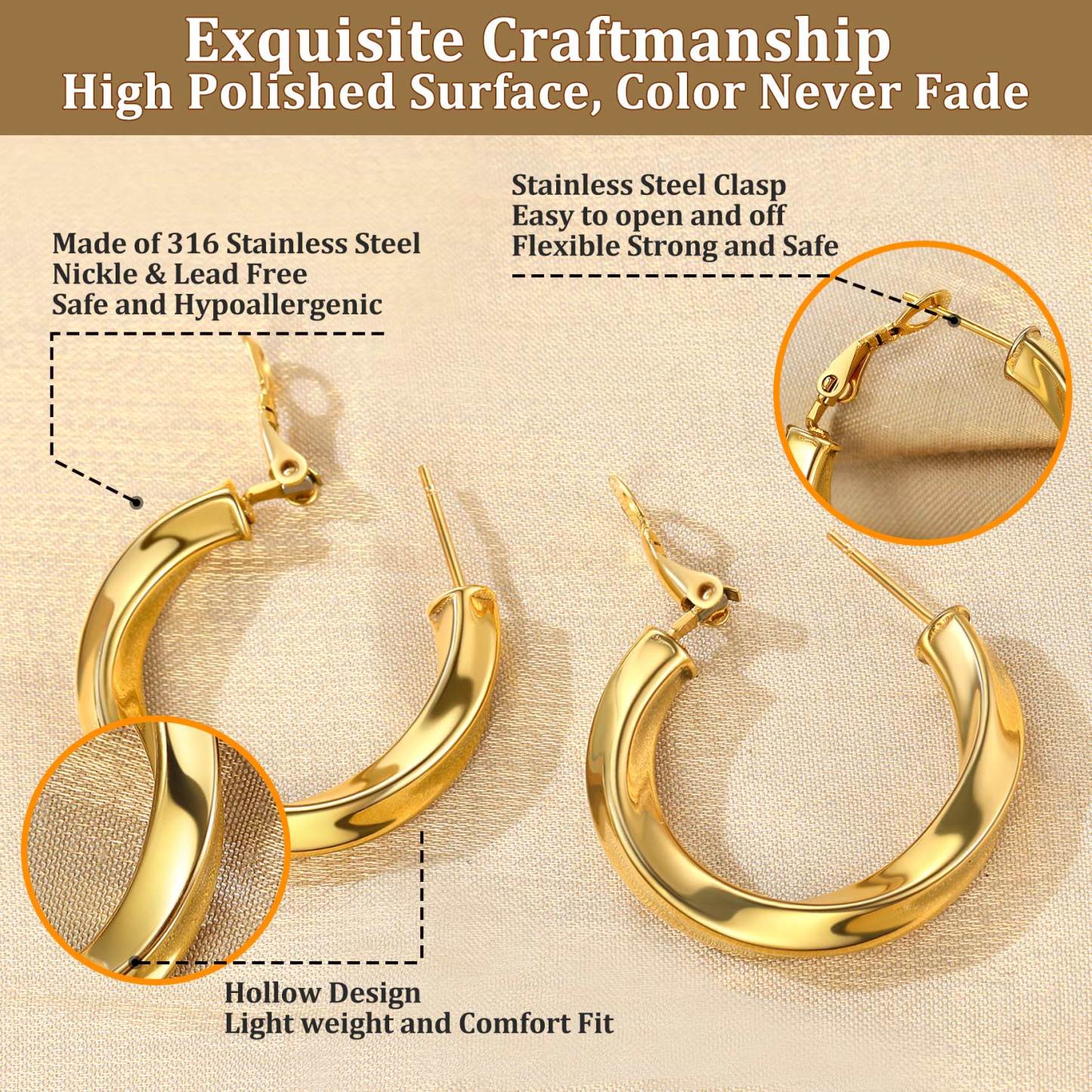 Twisted Hoops Lightweight Earrings detail