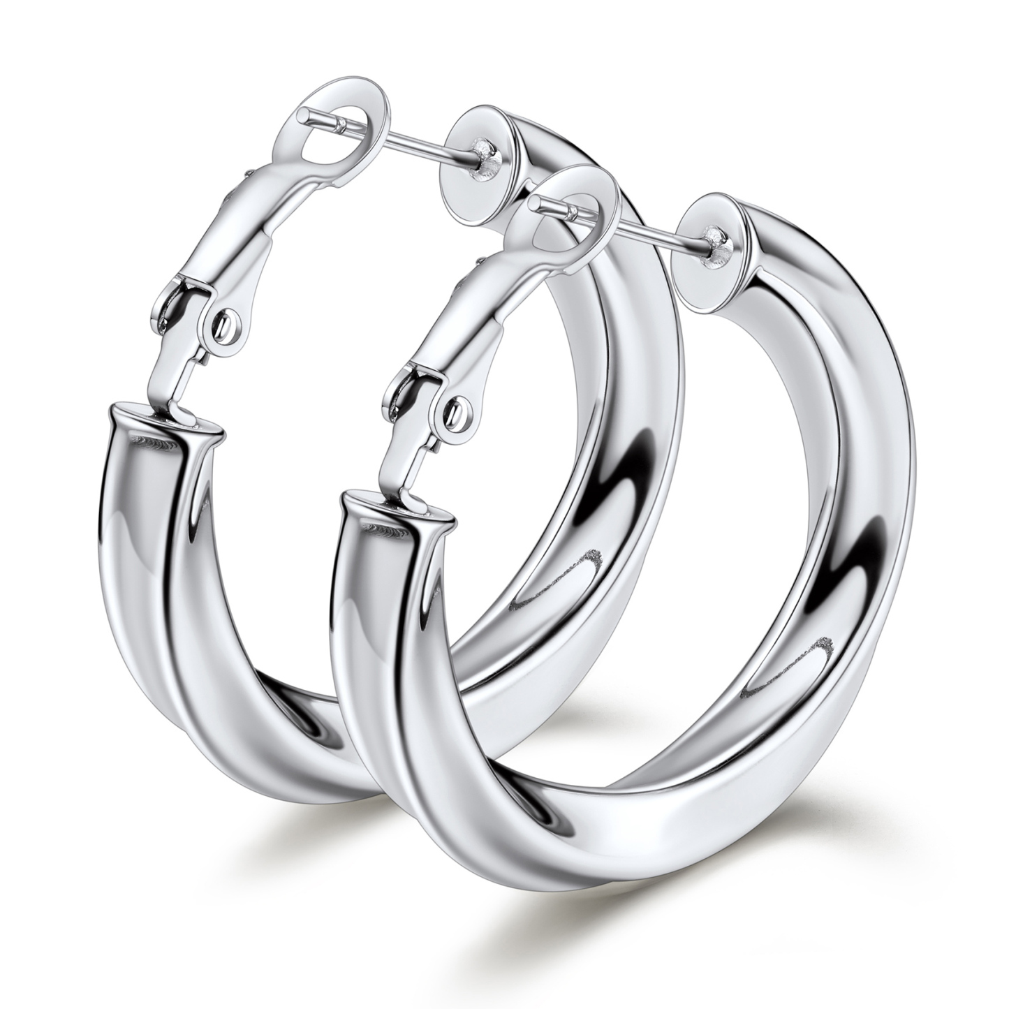 Stainless Steel Lightweight Hoop Earrings Fashion Jewelry For Women 30mm silver