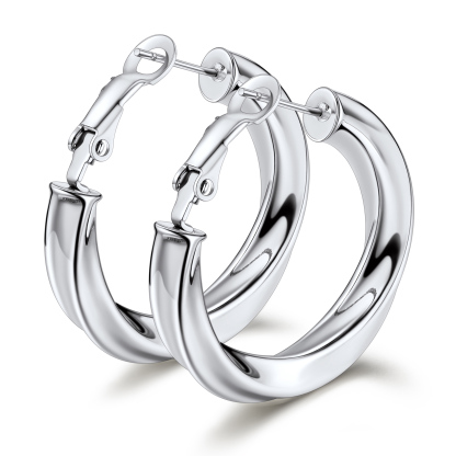 Stainless Steel Lightweight Hoop Earrings Fashion Jewelry For Women 30mm silver