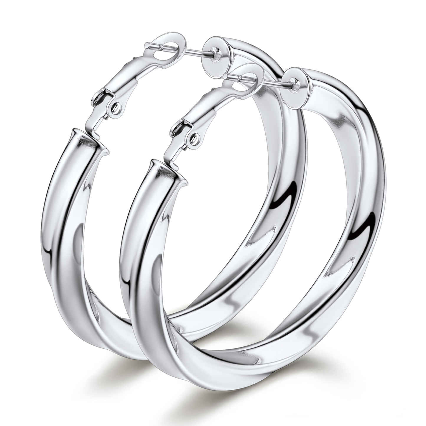 Stainless Steel Lightweight Hoop Earrings Fashion Jewelry For Women silver 40mm