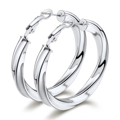 Stainless Steel Lightweight Hoop Earrings Fashion Jewelry For Women silver 40mm