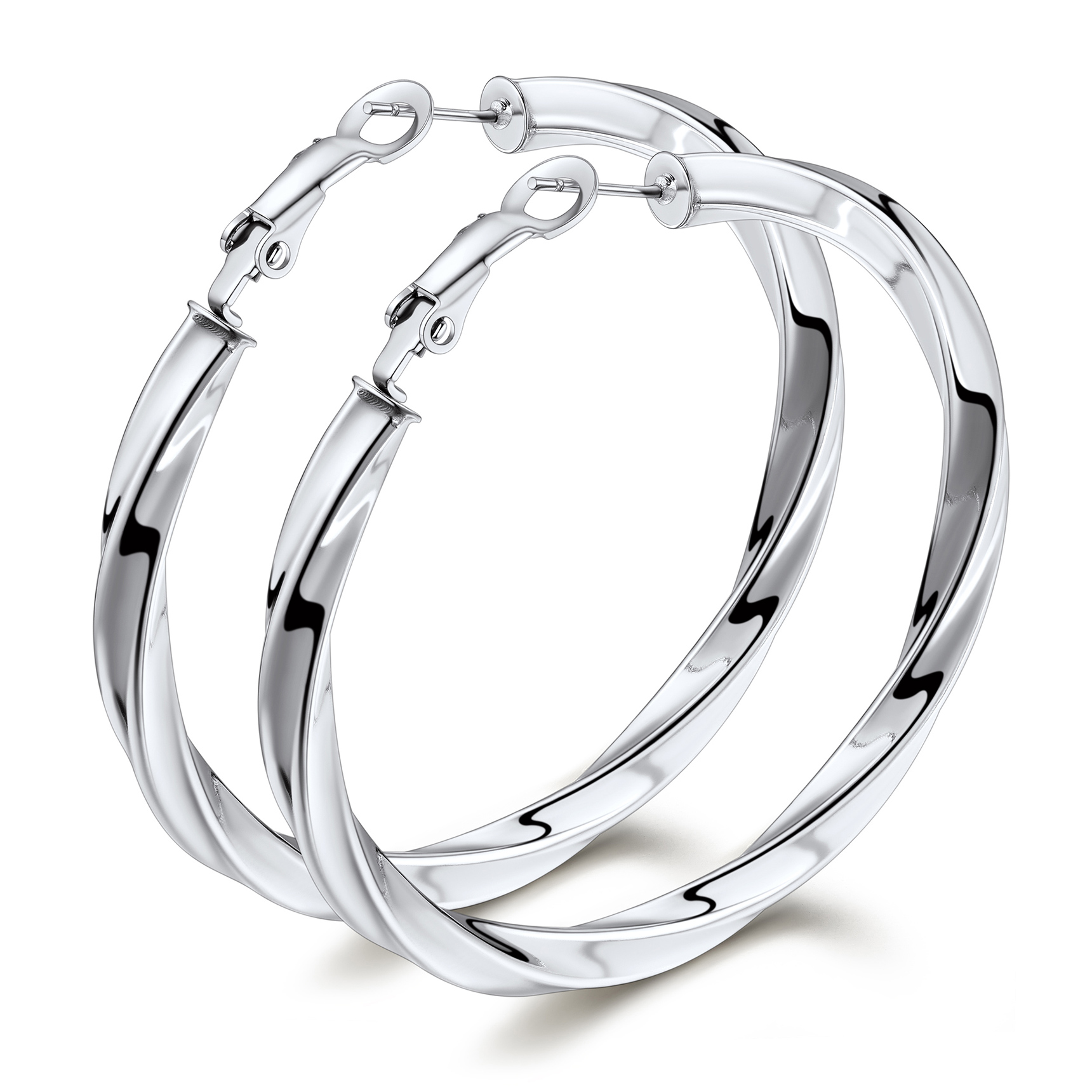 Stainless Steel Lightweight Hoop Earrings Fashion Jewelry For Women 60mm silver
