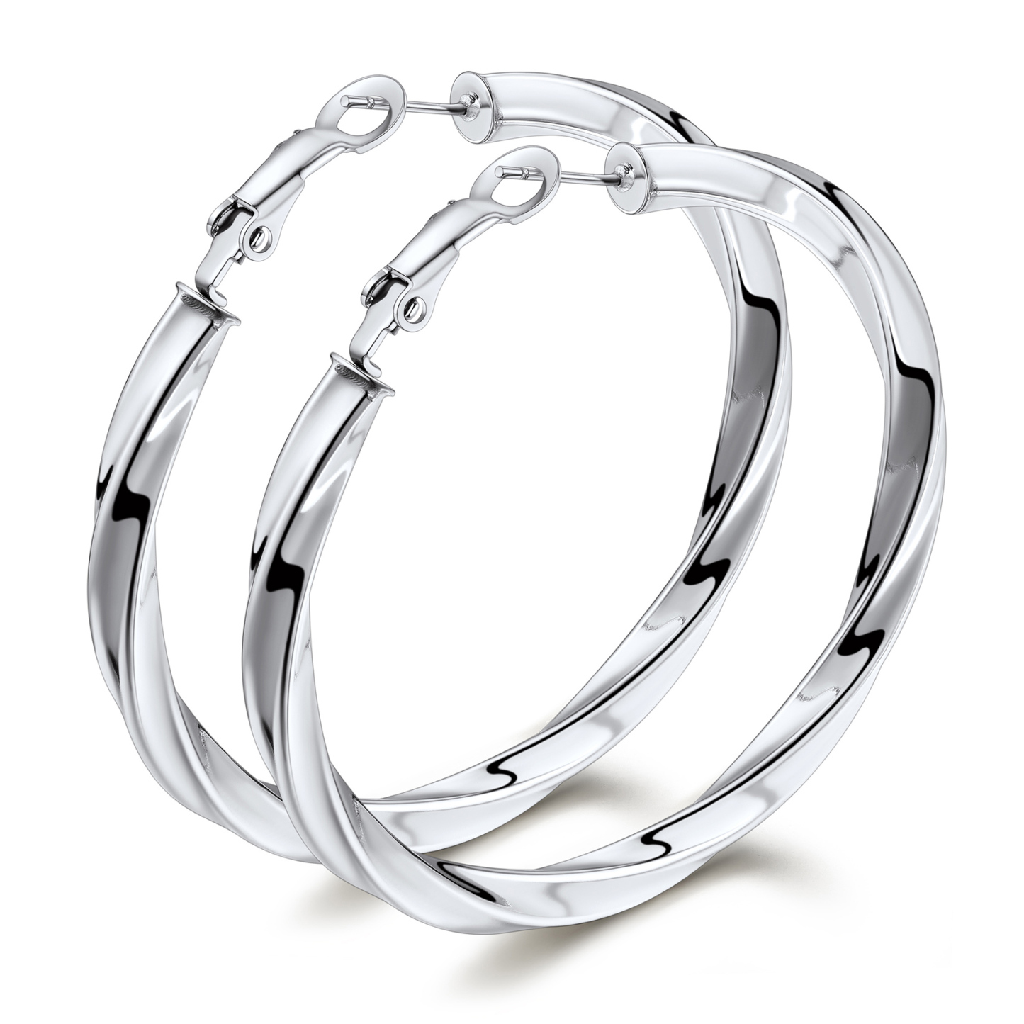 Stainless Steel Lightweight Hoop Earrings Fashion Jewelry For Women 60mm silver