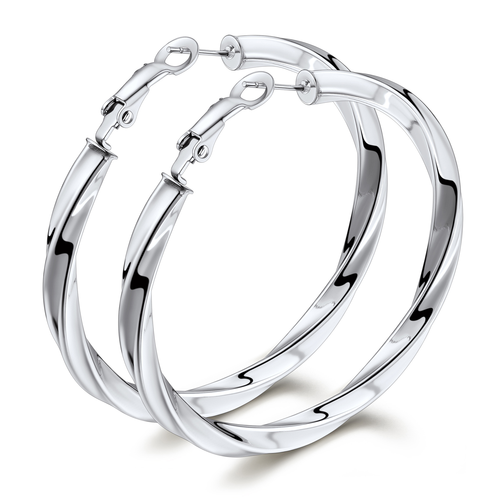 Stainless Steel Lightweight Hoop Earrings Fashion Jewelry For Women 60mm silver