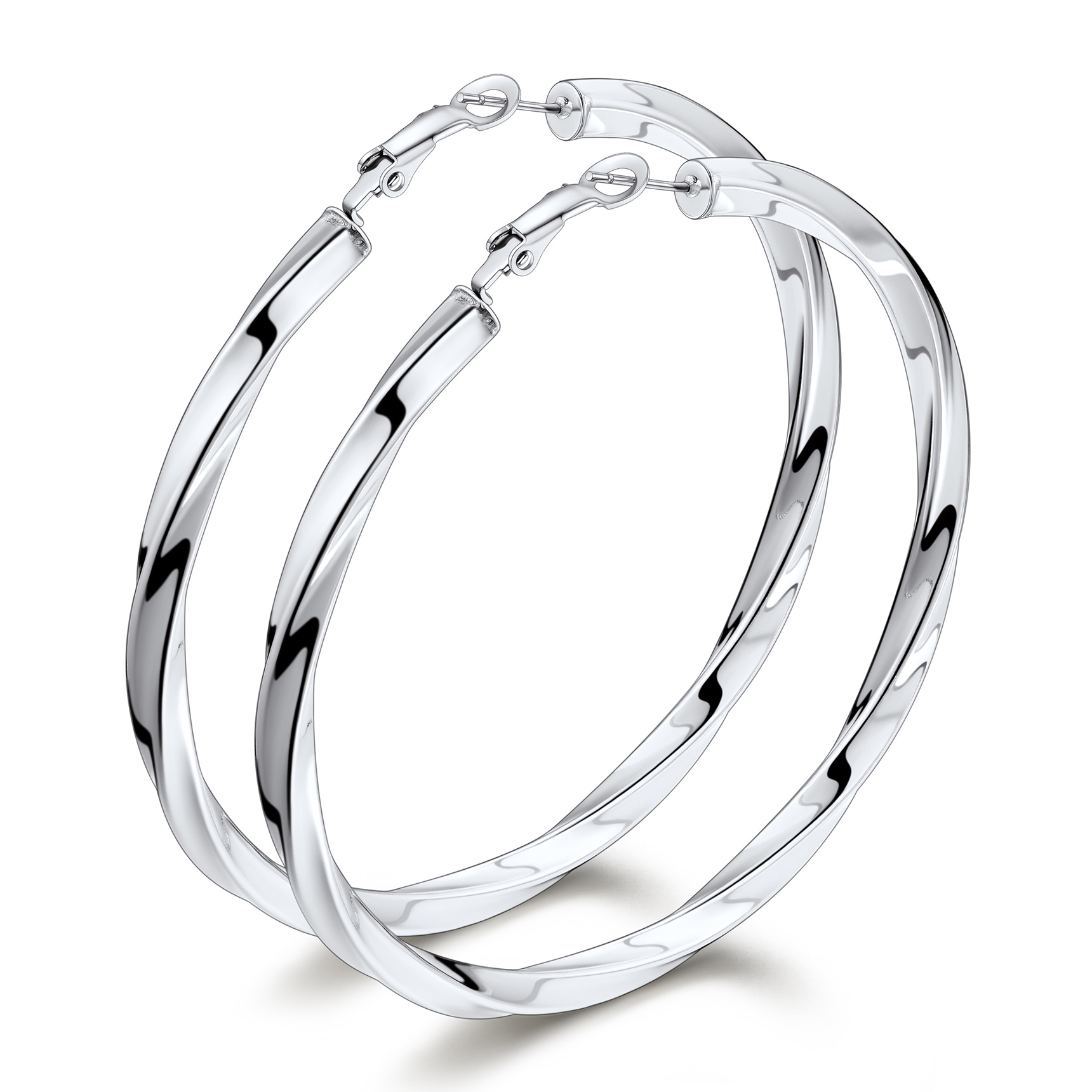 Stainless Steel Lightweight Hoop Earrings Fashion Jewelry For Women 80mm silver