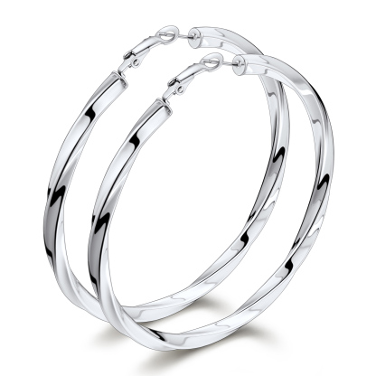 Stainless Steel Lightweight Hoop Earrings Fashion Jewelry For Women 80mm silver
