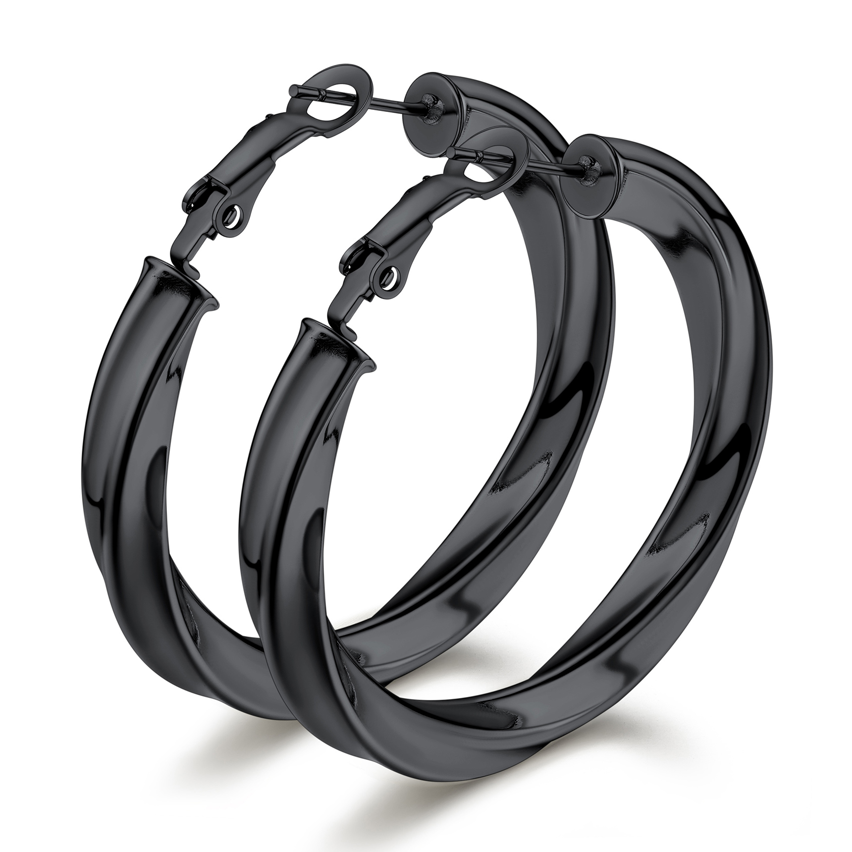 Stainless Steel Lightweight Hoop Earrings Fashion Jewelry For Women 40mm black