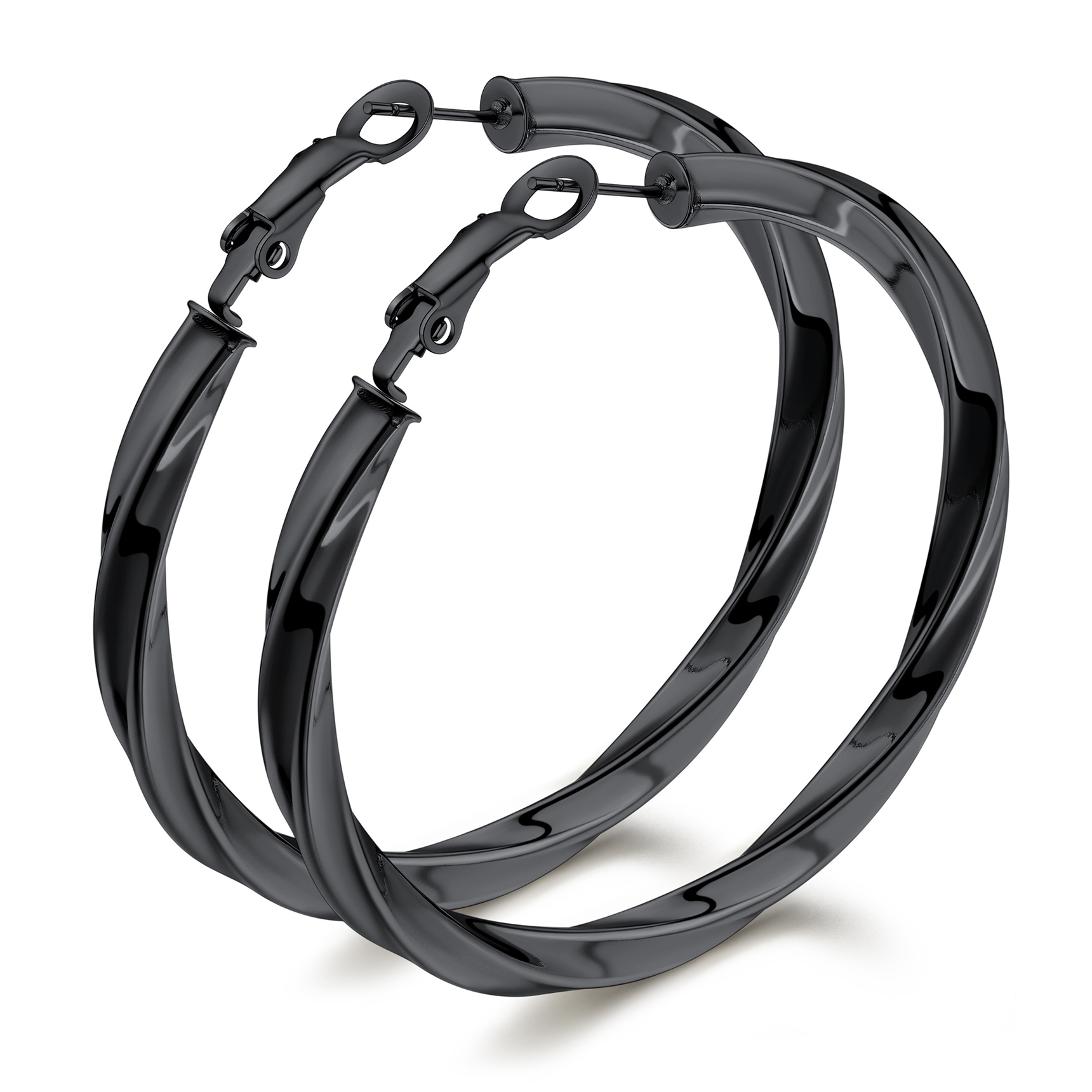 Stainless Steel Lightweight Hoop Earrings Fashion Jewelry For Women 60mm black
