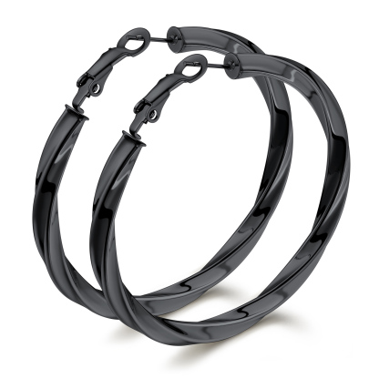 Stainless Steel Lightweight Hoop Earrings Fashion Jewelry For Women 60mm black
