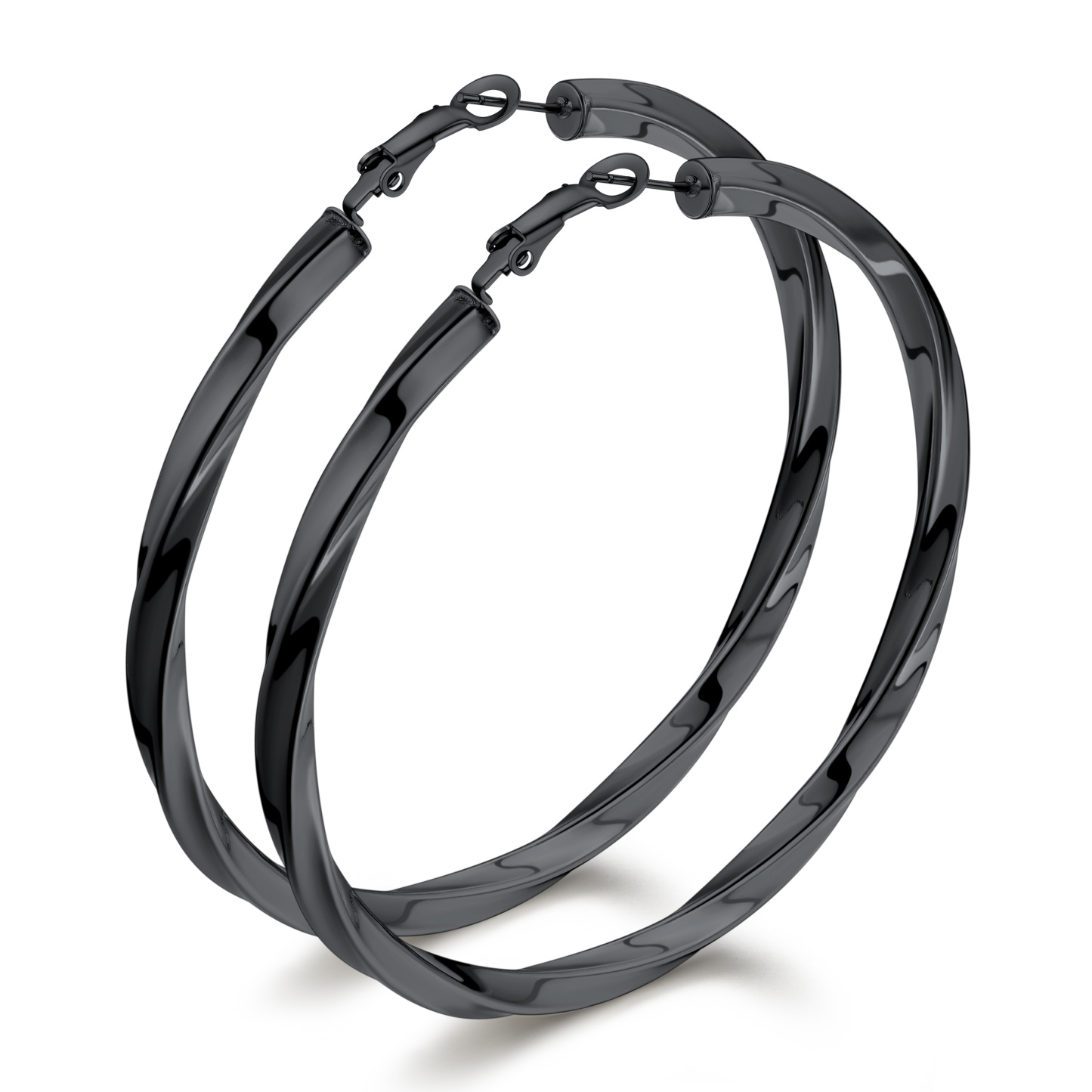Stainless Steel Lightweight Hoop Earrings Fashion Jewelry For Women 80mm black