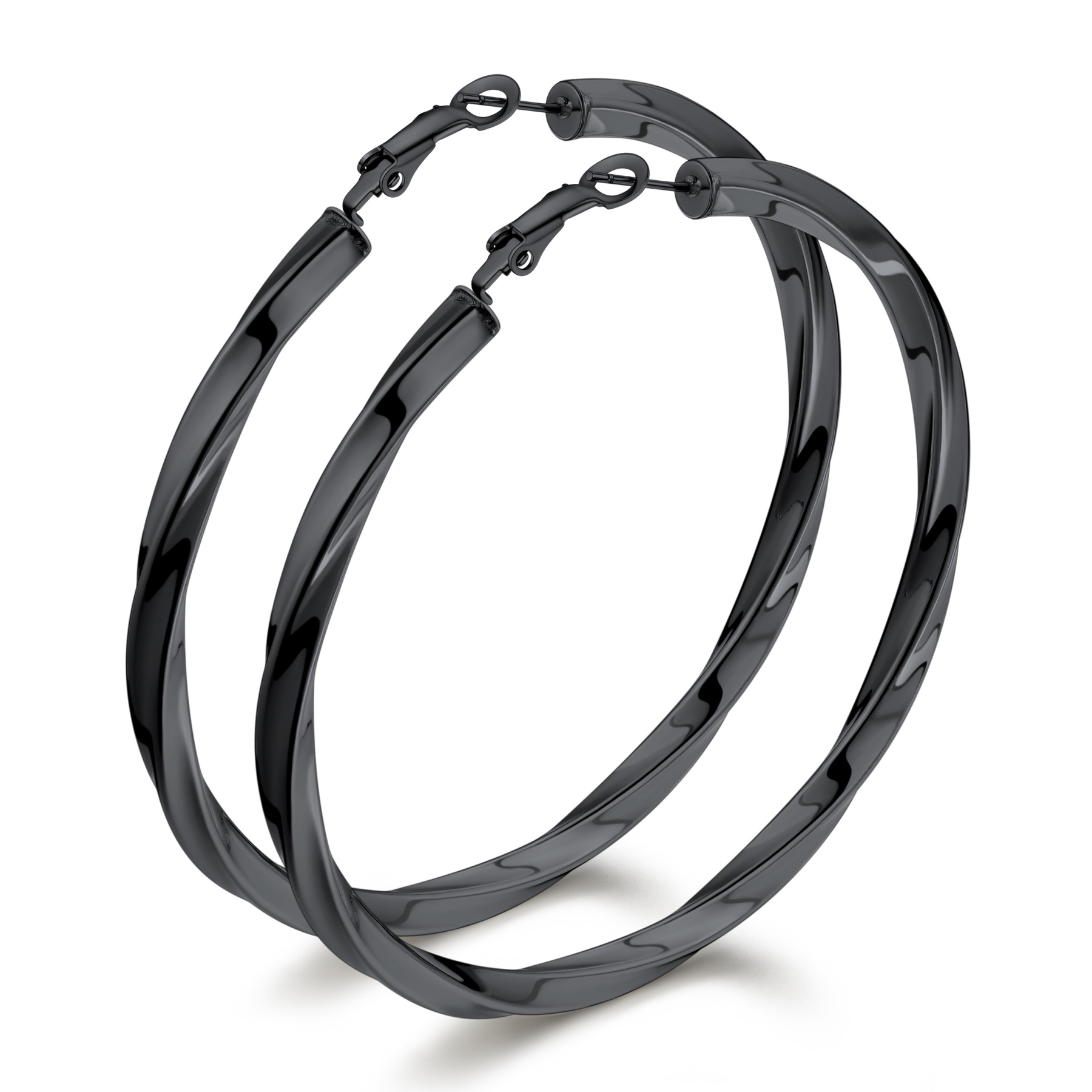 Stainless Steel Lightweight Hoop Earrings Fashion Jewelry For Women 80mm black