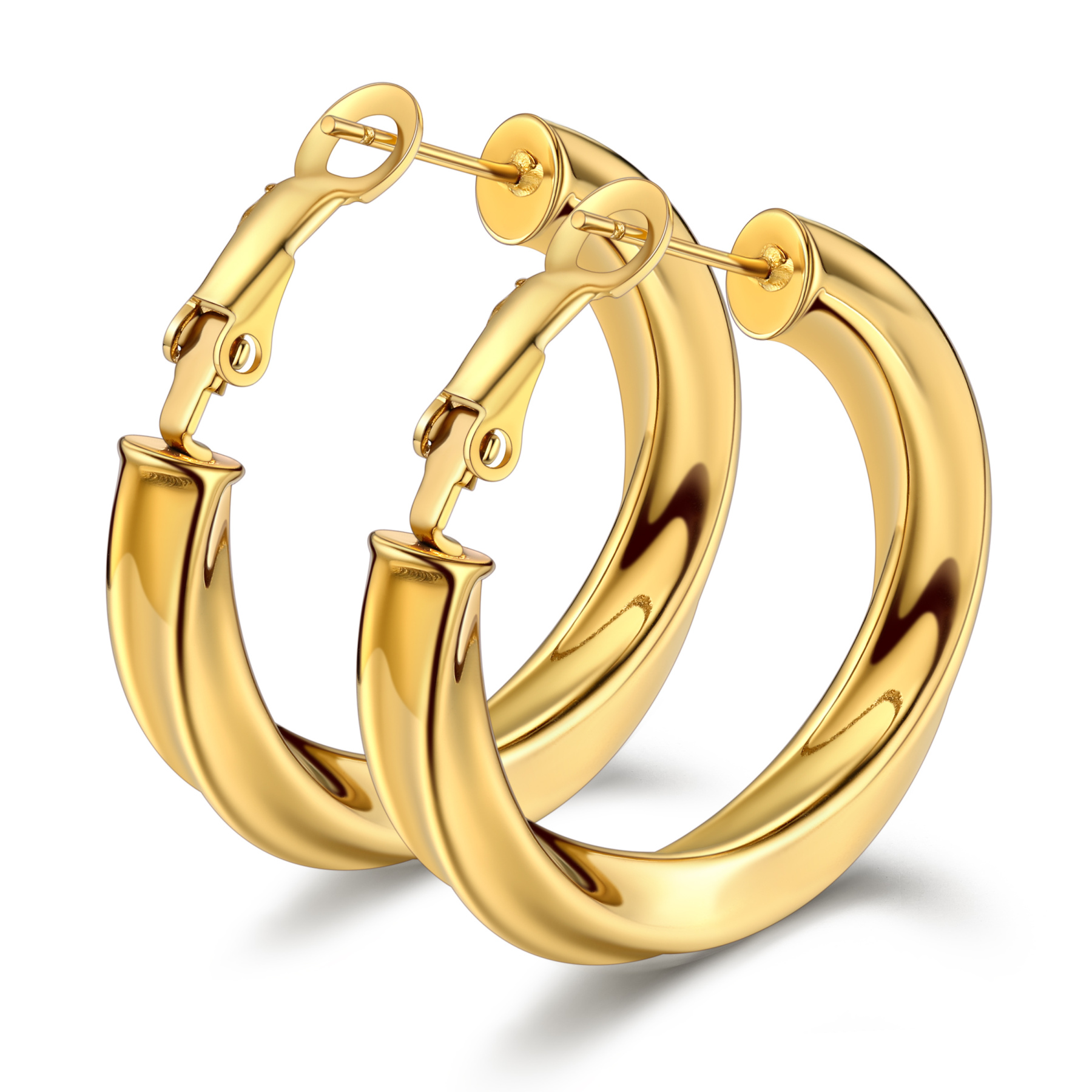Stainless Steel Lightweight Hoop Earrings Fashion Jewelry For Women 30mm gold