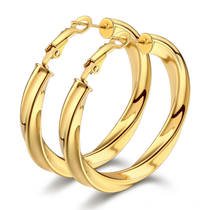 Stainless Steel Lightweight Hoop Earrings Fashion Jewelry For Women 60mm gold