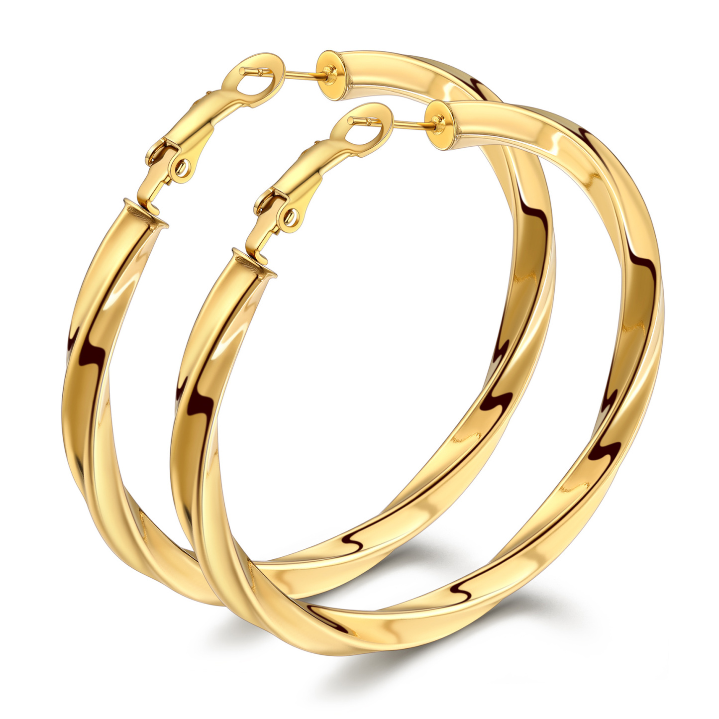 Stainless Steel Lightweight Hoop Earrings Fashion Jewelry For Women 60mm gold