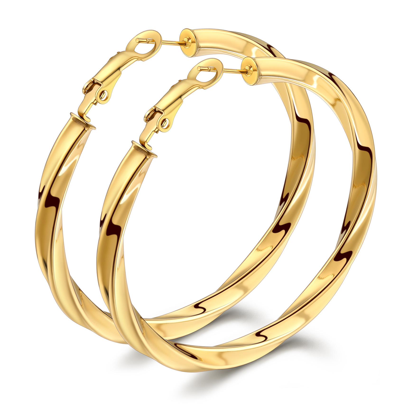 Stainless Steel Lightweight Hoop Earrings Fashion Jewelry For Women 60mm gold