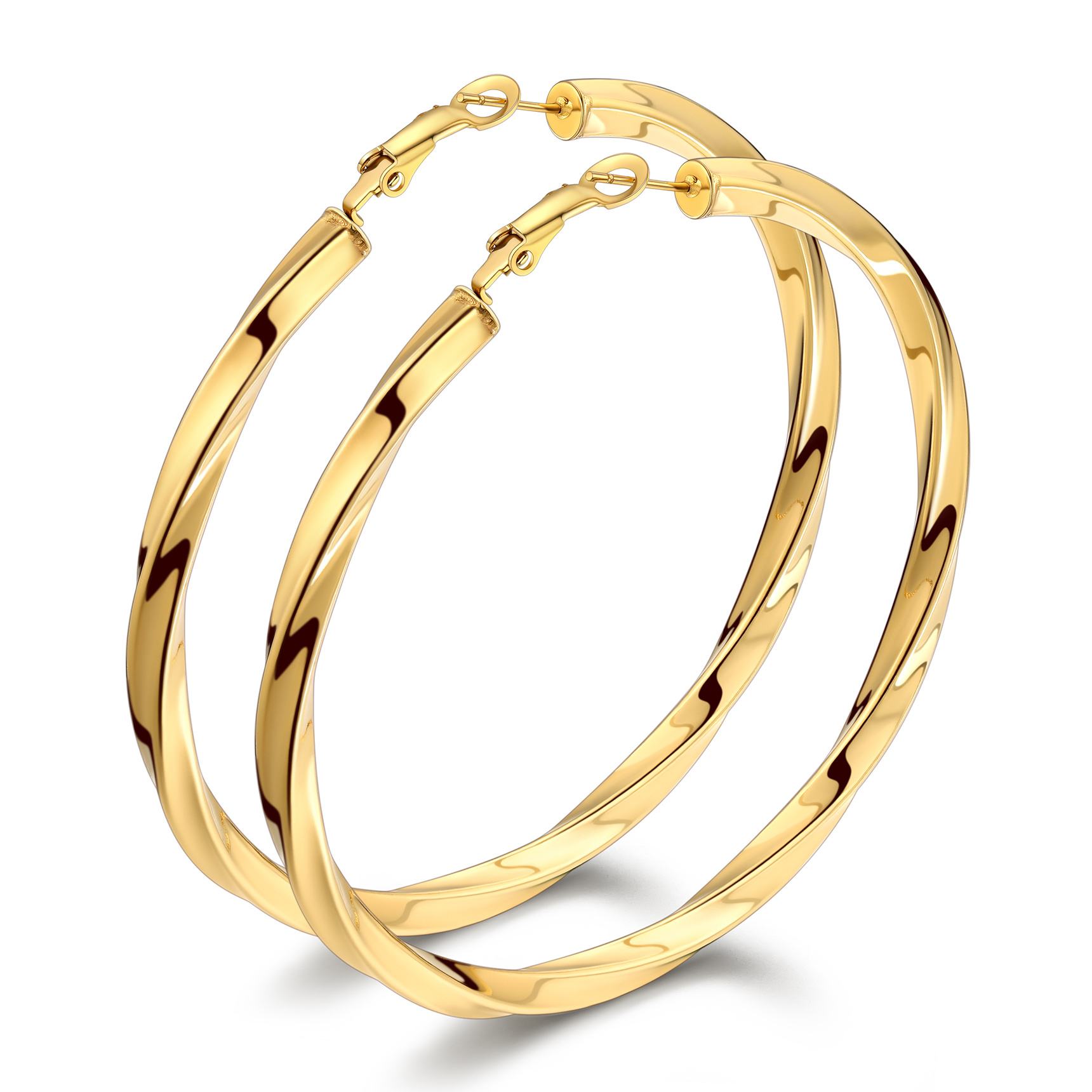 Stainless Steel Lightweight Hoop Earrings Fashion Jewelry For Women 80mm gold