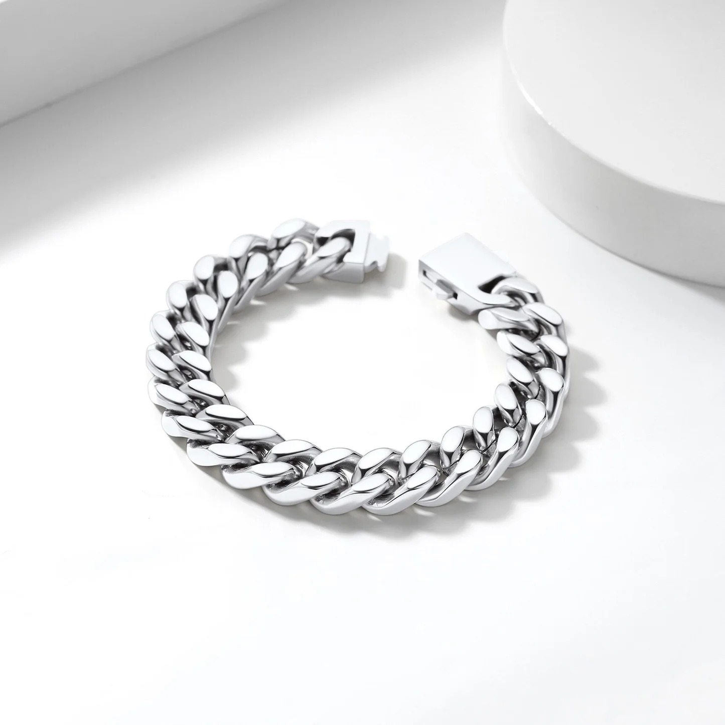 Miami Cuban Link Chain Bracelet for Men silver