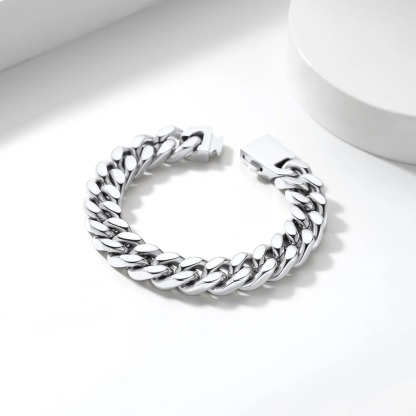 Miami Cuban Link Chain Bracelet for Men silver