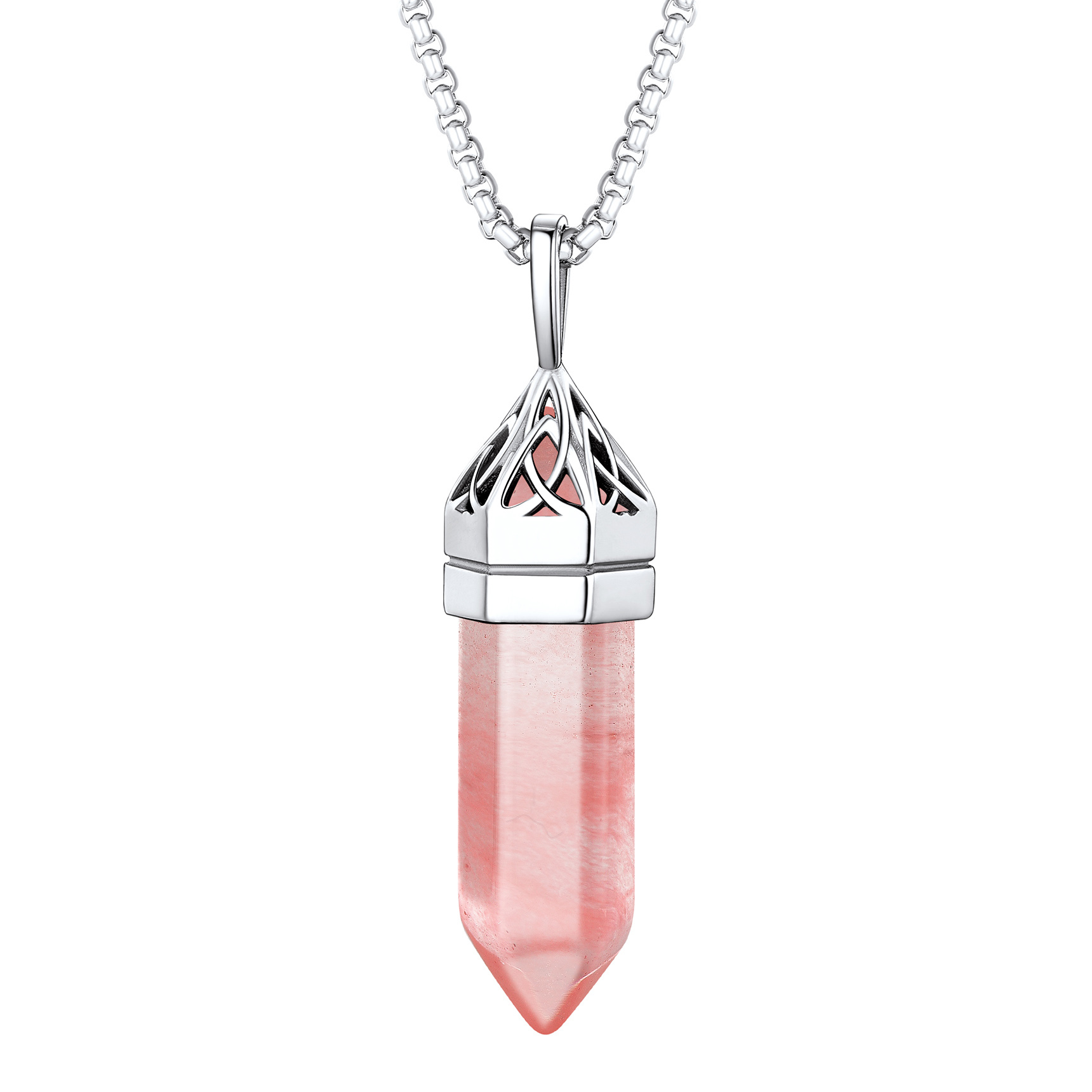 Crystal Pendant Hexagonal Synthetic Birthstone Neckclace 