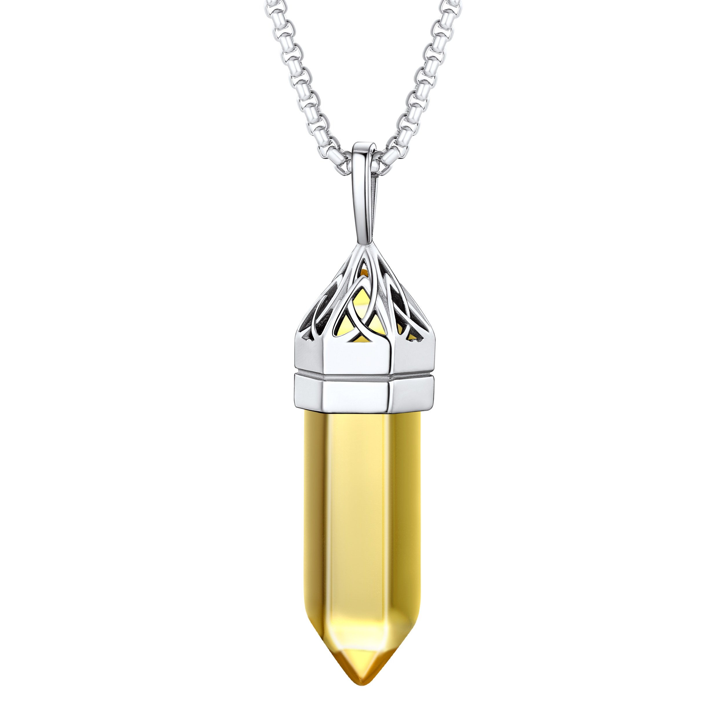 Crystal Pendant Hexagonal Synthetic Birthstone Neckclace 