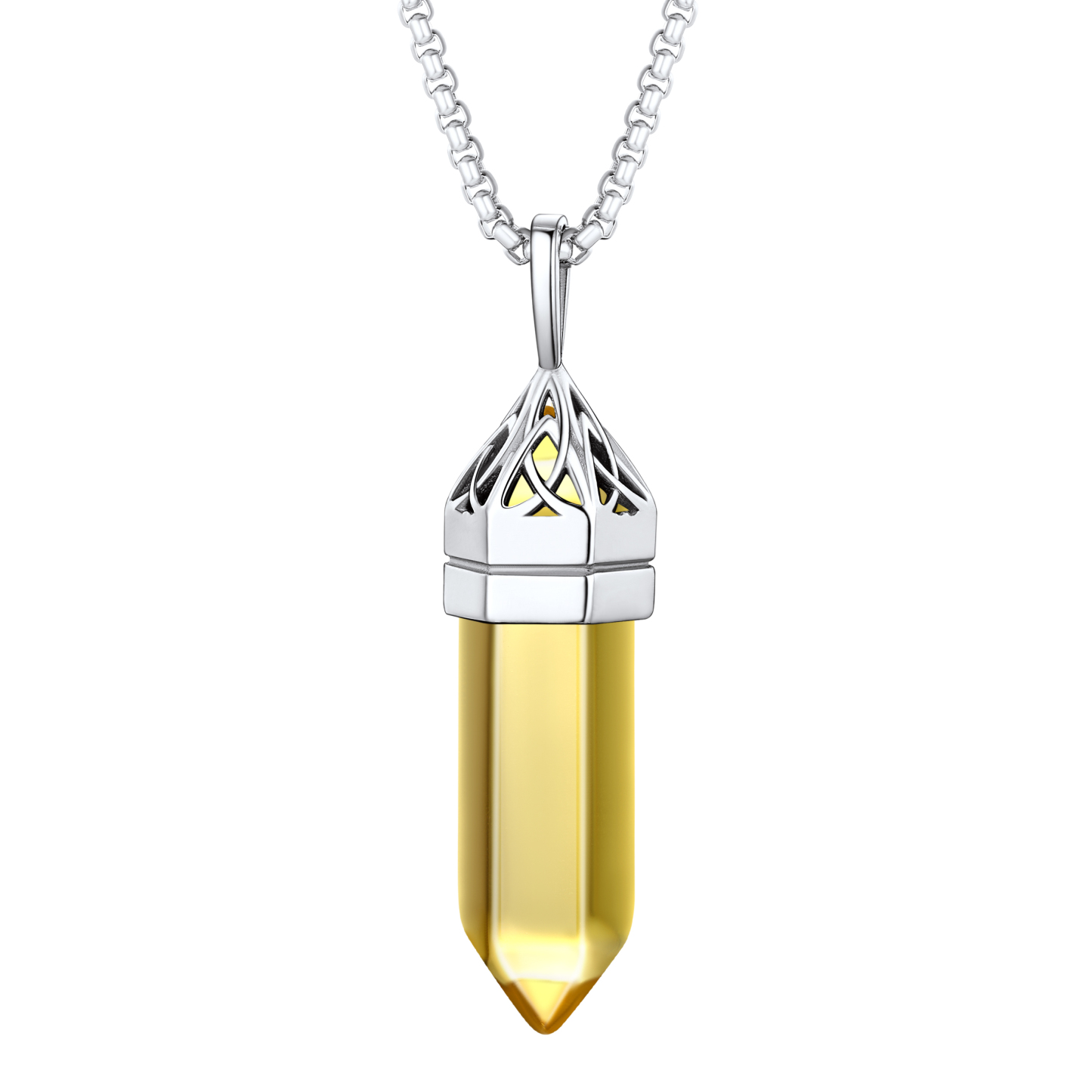 Crystal Pendant Hexagonal Synthetic Birthstone Neckclace 